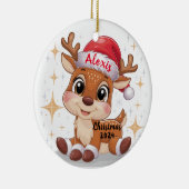 トナカイパーソナライズされたクリスマス飾り セラミックオーナメント (右)
