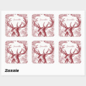 トナカイパーソナライズされたクリスマス スクエアシール (シート)