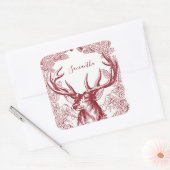 トナカイパーソナライズされたクリスマス スクエアシール (封筒)