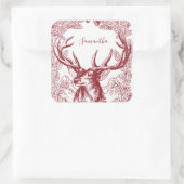 トナカイパーソナライズされたクリスマス スクエアシール (バッグ)