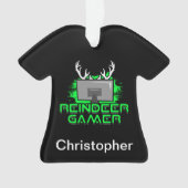 トナカイパーソナライズされたゲーマーのクリスマスおもしろい オーナメント (正面)