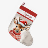 トナカイパーソナライズされたラージクリスマスストッキング ラージクリスマスストッキング (正面 (吊り時))