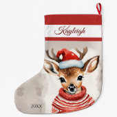 トナカイパーソナライズされたラージクリスマスストッキング ラージクリスマスストッキング (裏面)