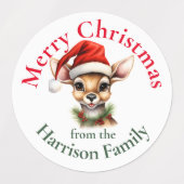 トナカイパーソナライズされたヴィンテージクリスマスの願い ラベル (デザイン2)