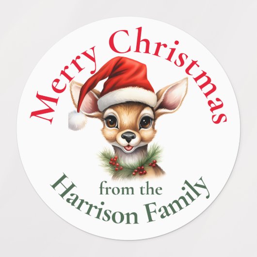 トナカイパーソナライズされたヴィンテージクリスマスの願い ラベル (デザイン2)