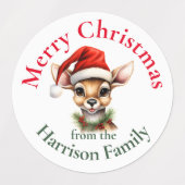 トナカイパーソナライズされたヴィンテージクリスマスの願い ラベル (デザイン1)