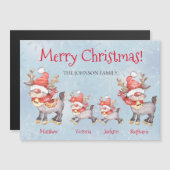トナカイパーソナライズされた家族メリークリスマスカード (正面/裏面)
