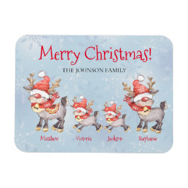 トナカイパーソナライズされた家族メリークリスマスカード マグネット