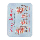 トナカイパーソナライズされた家族メリークリスマスカード マグネット (縦)