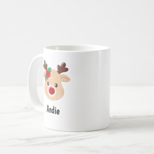 トナカイパーソナライズされた顔ギフトマグ コーヒーマグカップ (正面左)