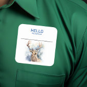 トナカイパーティー名タグバッジクリスマス スクエアシール