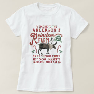 トナカイファー素朴ムヴィンテージファームハウスファミリー名 Tシャツ