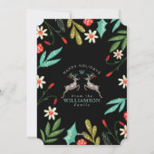 トナカイフェスティバル花模様 |ホリデーフォトカード シーズンカード (裏面)