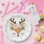 トナカイフローラスノーフレークスクリスマス誕生日 ペーパープレート (パーティー)