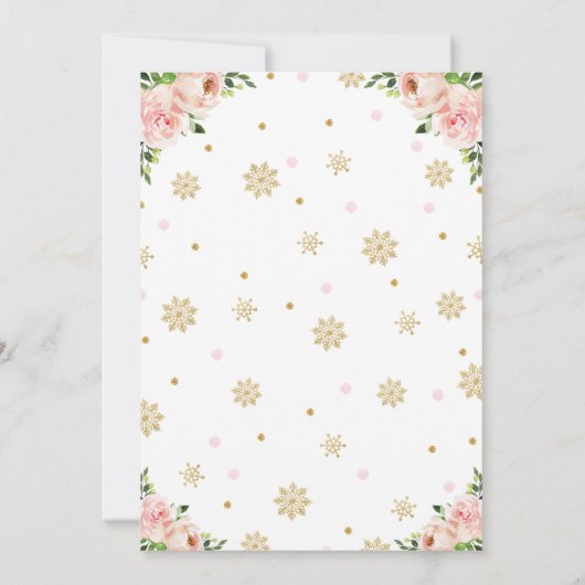 トナカイフローラスノーフレーク冬の誕生日パーティー 招待状 (裏面)