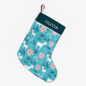 トナカイフローラポインセお洒落ティア スモールクリスマスストッキング (正面 (吊り時))