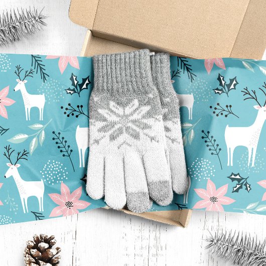 トナカイフローラポインセチアお洒落クリスマス 薄葉紙