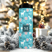 トナカイフローラポインセチア・クリスマスモノグラム タンブラー