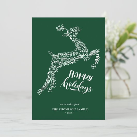 トナカイフローラポインセティアパインボーグリーンハッピー シーズンカード (スタンド正面)