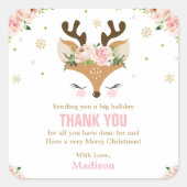 トナカイフローラ雪片クリスマスサンキュー スクエアシール (正面)