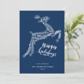 トナカイフローラ | Poinsettia Pine Bough Blue Happy シーズンカード (スタンド正面)