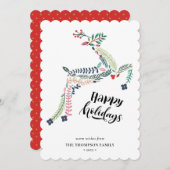 トナカイフローラ | Poinsettia Pine Bough Happy シーズンカード (正面/裏面)