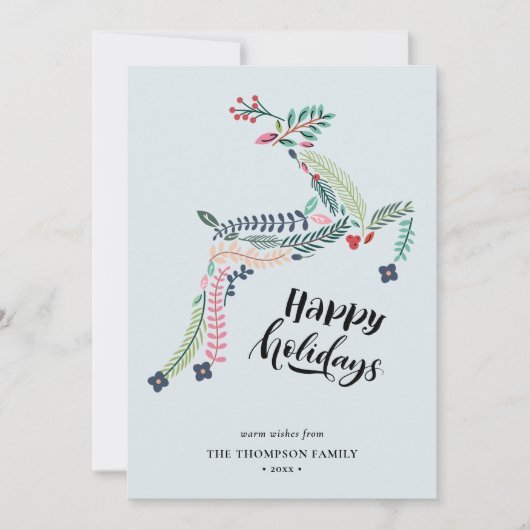 トナカイフローラ | Poinsettia Pine Bough Happy シーズンカード (正面)