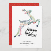 トナカイフローラ | Poinsettia Pine Bough Happy シーズンカード (正面/裏面)