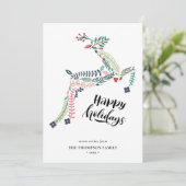 トナカイフローラ | Poinsettia Pine Bough Happy シーズンカード (スタンド正面)
