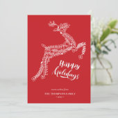 トナカイフローラ | Poinsettia Pine Bough Red Happy シーズンカード (スタンド正面)