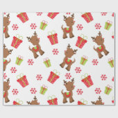 トナカイプレゼントスノーフレークChristmas Pattern ラッピングペーパー (フラット)