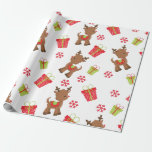 トナカイプレゼントスノーフレークChristmas Pattern ラッピングペーパー<br><div class="desc">トナカイのプレゼント雪の結晶クリスマスパターンラッピング紙は、木の下にドームのお祭りをもたらす</div>