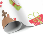 トナカイプレゼントスノーフレークChristmas Pattern ラッピングペーパー (ロールコーナー)