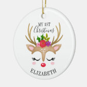 トナカイベビー1stクリスマスフォト セラミックオーナメント (左)