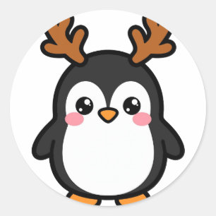 トナカイペンギン クリスマス ラウンドシール