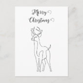 トナカイミニマルブラックライン冬のクリスマス シーズンポストカード (正面)