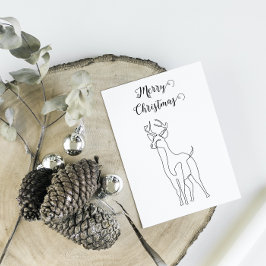 トナカイミニマルブラックライン冬のクリスマス シーズンポストカード