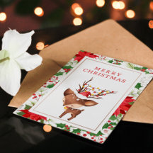 トナカイミニマルークリスマスホリデーカード