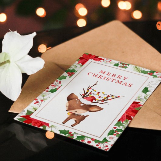 トナカイミニマルークリスマスホリデーカード シーズンカード