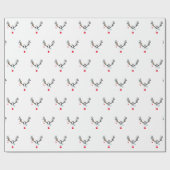 トナカイモダンおもしろい白の赤 ラッピングペーパー (フラット)