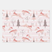 トナカイモダンとクリスマスツリークリスマス ラッピングペーパーシート (正面2)