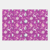 トナカイモダンとクリスマスツリークリスマス ラッピングペーパーシート (正面)