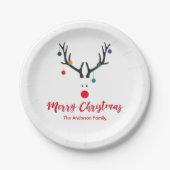 トナカイモダンの白赤 ペーパープレート (正面)