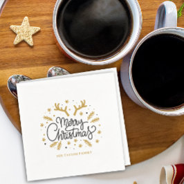 トナカイモダンメリークリスマスパーティー スタンダードカクテルナプキン