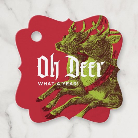 トナカイラベル緑/赤ファンシー フェイバータグ (正面)