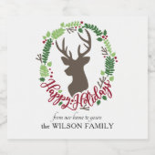 トナカイリースきらめくワインボトルラベル スパークリングワインラベル (シングルラベル)