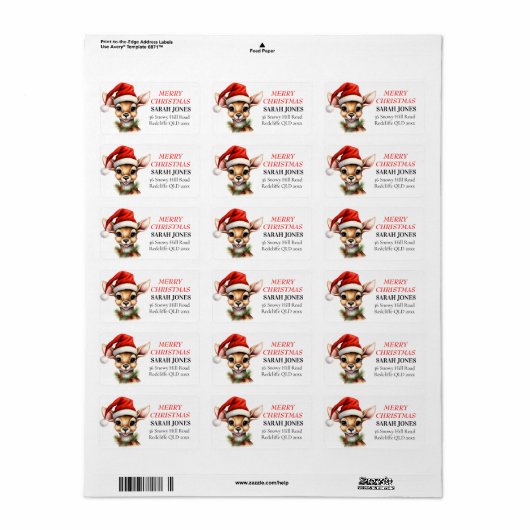 トナカイヴィンテージかわいいクリスマスの願い ラベル (フルシート)