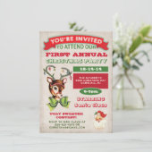 トナカイヴィンテージレトロクリスマスパーティの招待状 招待状 (スタンド正面)