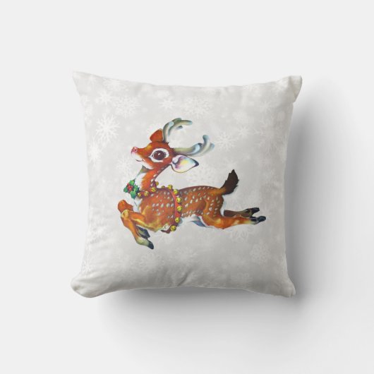 トナカイヴィンテージ芸術枕 クッション (正面)