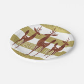 トナカイヴィンテージ金ゴールドと白ストライプの色 ペーパープレート (アングル)